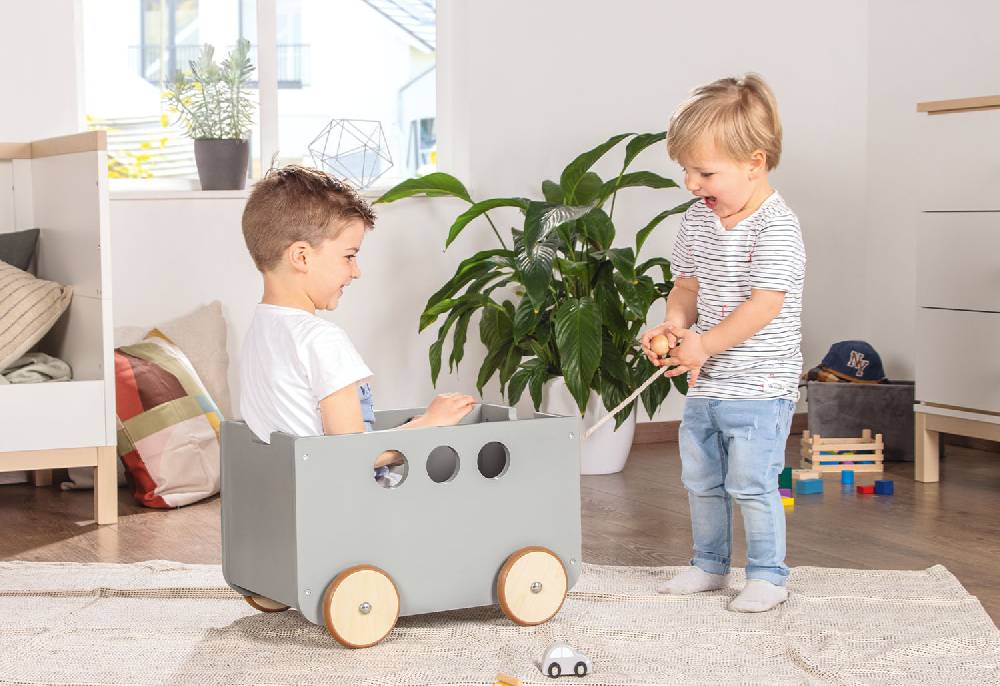 Pinolino Spielzeugkiste mit Rollen 'Jim', grau Valentinstagsangebot