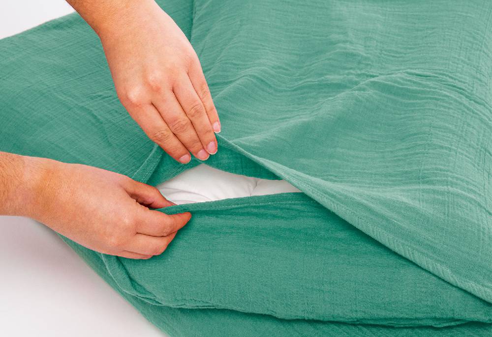 Pinolino Musselin-Bettwäsche für Kinderbetten, grün, 2-tlg. - Auslaufartikel Sonderangebote