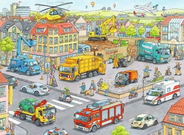 Ravensberger Matratzen Kinderpuzzle ab 6 Jahren - Fahrzeuge in der Stadt - 100 Teile Begrenztes Angebot