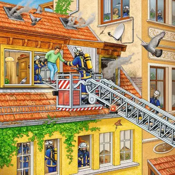 Ravensberger Matratzen Kinderpuzzle ab 5 Jahren - Feuerwehreinsatz - 49 Teile Letzter Tag
