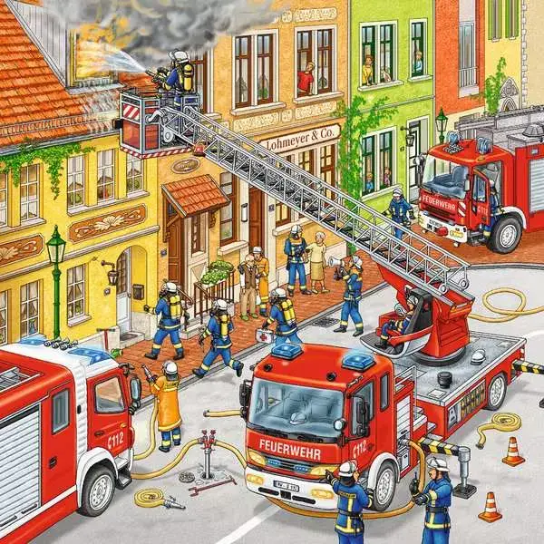 Ravensberger Matratzen Kinderpuzzle ab 5 Jahren - Feuerwehreinsatz - 49 Teile Letzter Tag