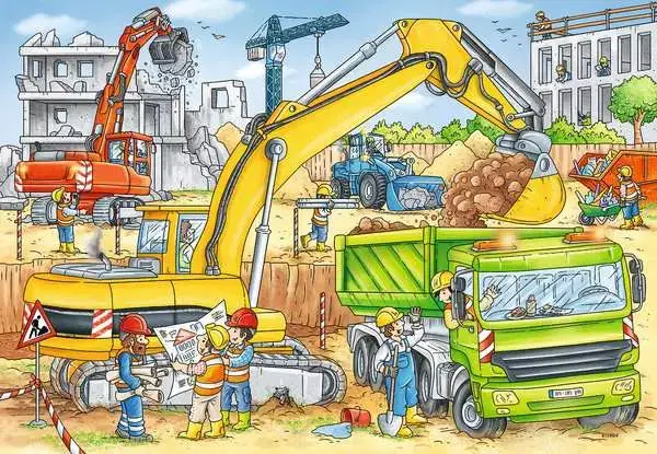 Ravensberger Matratzen Kinderpuzzle ab 4 Jahren - Viel zu tun auf der Baustelle - 24 Teile Räumungsverkauf