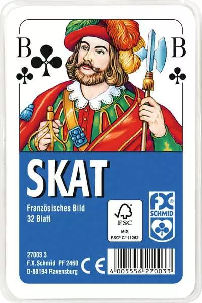 Ravensberger Matratzen Klassisches Skatspiel, Französisches Bild, 32 Karten in Klarsicht-Box - Kartenspiel ab 8 Jahren Muttertagsangebot