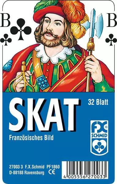 Ravensberger Matratzen Klassisches Skatspiel, Französisches Bild, 32 Karten in Klarsicht-Box - Kartenspiel ab 8 Jahren Muttertagsangebot