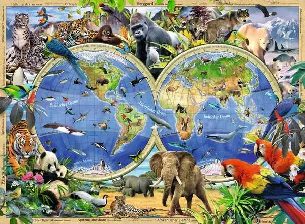 Ravensberger Matratzen Kinderpuzzle ab 6 Jahren - Tierisch um die Welt - 100 Teile Osterangebot