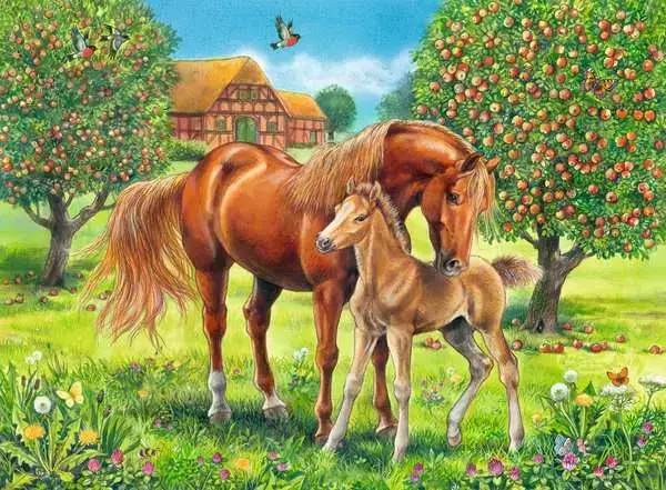 Ravensberger Matratzen Kinderpuzzle ab 6 Jahren - Pferdeglück auf der Wiese - 100 Teile Auslauf