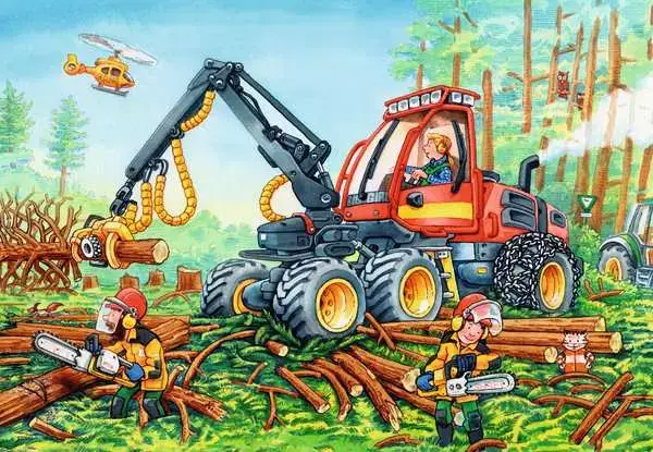 Ravensberger Matratzen Kinderpuzzle ab 4 Jahren - Bagger und Waldtraktor - 24 Teile Preisnachlass
