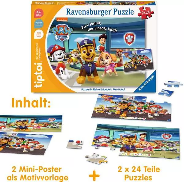 Ravensberger Matratzen Kinderpuzzle ab 4 Jahren - tiptoi® Puzzle für kleine Entdecker: Paw Patrol - 24 Teile VIP-Rabatte