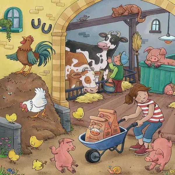 Ravensberger Matratzen Kinderpuzzle ab 5 Jahren - Viel los auf dem Bauernhof - 49 Teile Super Sparpreis