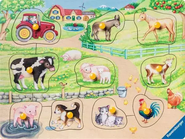 Ravensberger Matratzen Kinderpuzzle ab 2 Jahren - Morgens auf dem Bauernhof - 10 Teile Letzter Tag