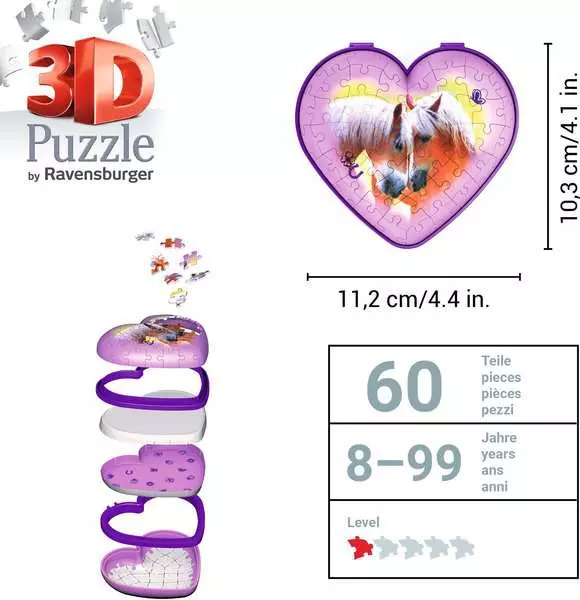 Ravensberger Matratzen 3D Puzzle Herzschatulle - Pferde Sonderangebot der Fabrik