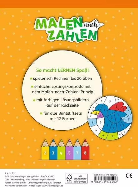 Ravensberger Matratzen Malen nach Zahlen, 1. Kl.: Rechnen bis 20 Super Rabatt