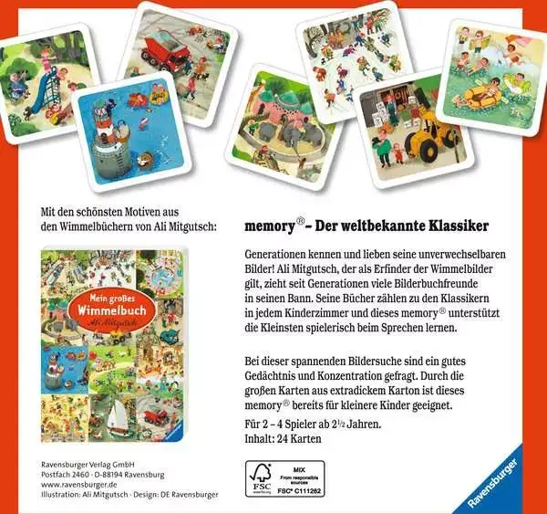 Ravensberger Matratzen Meine schönsten Wimmelbilder memory® - Kinderspiel ab 2 Jahren zollfrei