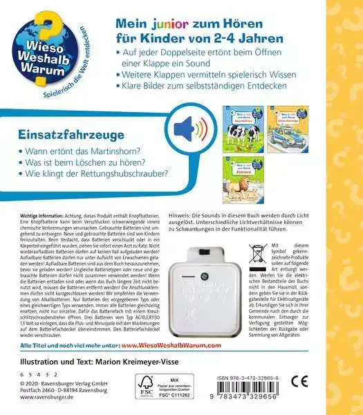 Ravensberger Matratzen Ravensburger Wieso? Weshalb? Warum? Mein junior zum Hören, Band 2: Einsatzfahrzeuge Wochenangebot
