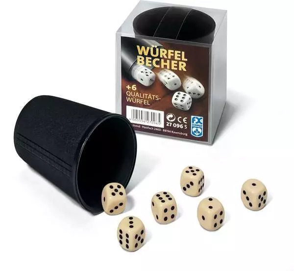 Ravensberger Matratzen Würfelbecher und 6 Qualitätswürfel in Klarsichtbox - Spiel ab 8 Jahren Kostenlose Rückgabe