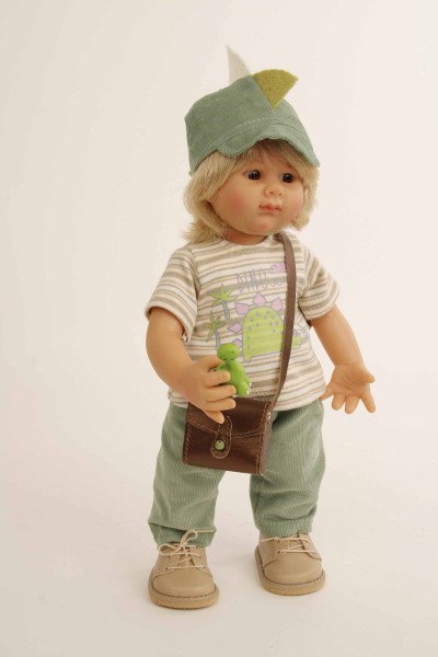 Schildkröt Manufaktur Puppe Müller-Wichtel Willy 30 cm blonde Haare, Kleidung Dino Fabrikpreis