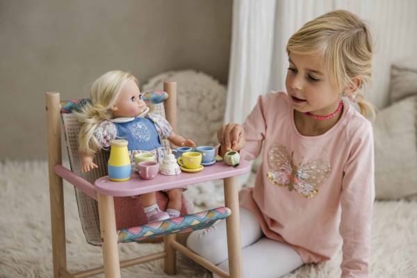 Schildkröt Manufaktur Puppe Schlummerle 32 cm blonde Haare, blaue Schlafaugen, Blumenoverall Günstig kaufen