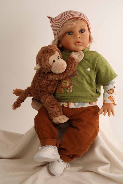 Schildkröt Manufaktur Puppe Aaron 60 cm von Gudrun Legler, blonde Haare, Kleidung Dschungel 50% Rabatt für begrenzte Zeit