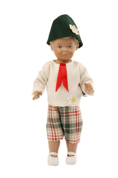 Schildkröt Manufaktur Puppe Hans 18 cm blonde Malhaare, Trchtenkleidung Osterangebot