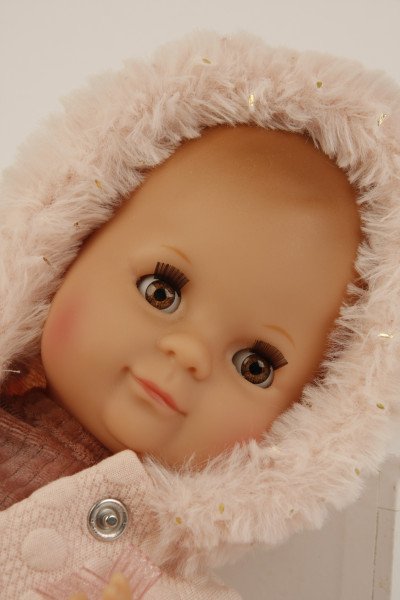 Schildkröt Manufaktur Puppe Schlummerle 32 cm mit Malhaar und braunen Schlafaugen, Winterkleidung rose Sonderangebot der Fabrik