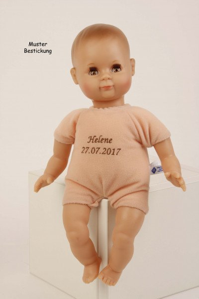 Schildkröt Manufaktur Puppe Schlummerle 32 cm mit Malhaar und braunen Schlafaugen, Winterkleidung rose Sonderangebot der Fabrik