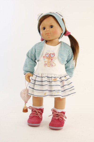 Schildkröt Manufaktur Puppe Müller-Wichtel Pia 30 cm braune Haare, Kleidung weiss/türkis mit Ballon Angebote