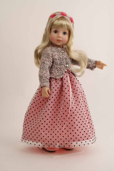 Schildkröt Manufaktur Stehpuppe Yella 46 cm blonde Haare, festliche Kleidung Versandkostenfrei