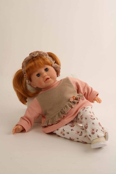 Schildkröt Manufaktur Puppe Susi 45 cm rote Haare, blaue Schlafaugen, Kleidung rose/braun Exklusivangebot