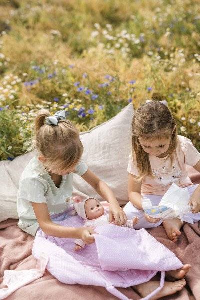 Schildkröt Manufaktur Kleidung zu Puppe Schlummerle 32 cm, Nickyoverall weiss/rose Cyber Monday