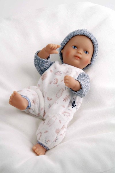 Schildkröt Manufaktur Kleidung zu Puppe Mein 1. Baby 28 cm Overall blau/weiss Osterangebot
