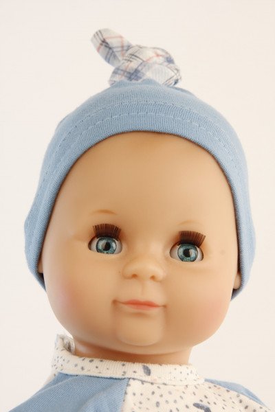 Schildkröt Manufaktur Puppe Schlummerle 32 cm mit Malhaar und blauen Schlafaugen, Kleidung blau/weiss Top Angebot