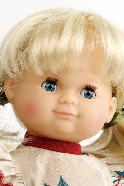 Schildkröt Manufaktur Puppe Schlummerle 32 cm blonde Haare, blaue Schlafaugen, Winterkleidung Tiefpreis