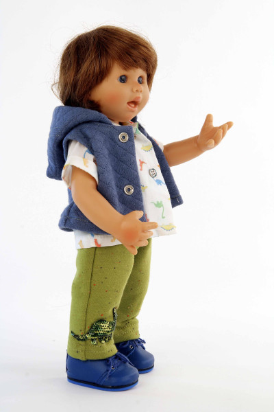 Schildkröt Manufaktur Puppe Müller-Wichtel Emil 30 cm braune Haare, Dino-Kleidung Letzte 2 Tage