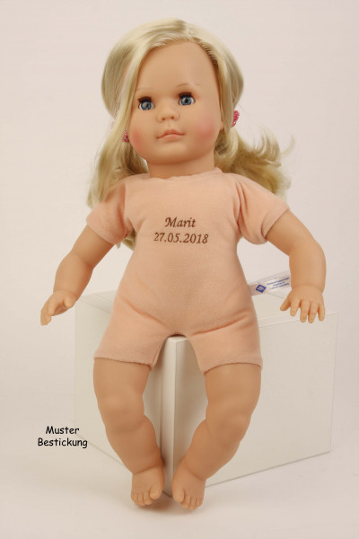 Schildkröt Manufaktur Puppe Hanni 45 cm blonde Haare, blaue Schlafaugen, Kleidung rose/blau/mint im Angebot