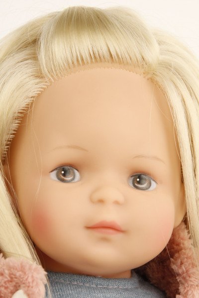 Schildkröt Manufaktur Puppe Strampelchen 37 blonde Haare, braune Malaugen, Winterkleidung Fabrik Onlineshop