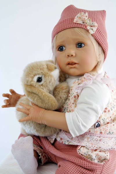 Schildkröt Manufaktur Baby Jolina 50 cm von Karola Wegerich blonde Haare, Kleidung apricot/weiss-Copy VIP-Rabatte