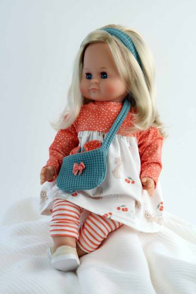 Schildkröt Manufaktur Puppe Schlummerle 37 cm blonde Haare, blaue Schlafaugen, Mäuschenkleidung Verkauf