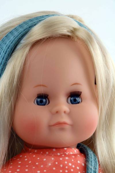 Schildkröt Manufaktur Puppe Schlummerle 37 cm blonde Haare, blaue Schlafaugen, Mäuschenkleidung Verkauf