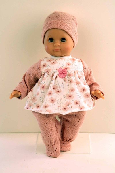 Schildkröt Manufaktur Puppe Schlummerle 32 cm mit Malhaar und braunen Schlafaugen, Kleidung rose/weiss 50% Rabatt mit kostenlosem Versand