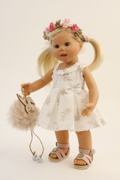 Schildkröt Manufaktur Puppe Müller-Wichtel Emma 30 cm blonde Haare, Kleidung festlich Begrenzt auf 3 Tage