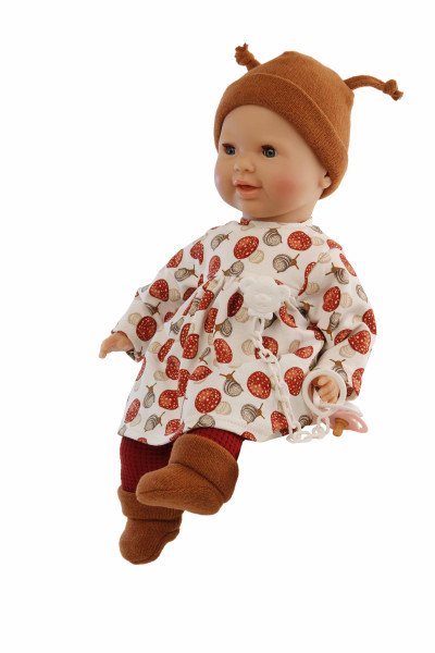 Schildkröt Manufaktur Kleidung zu Puppe 37 cm Lenchen/Strampelchen/Schlummerle, Kleidung weiss/rot mit Pilzen im Angebot