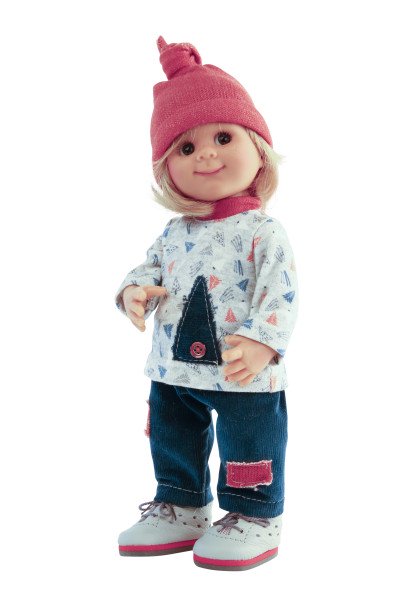 Schildkröt Manufaktur Puppe Müller-Wichtel Timi 25 cm blonde Haare, Kleidung blau/weiss/rot