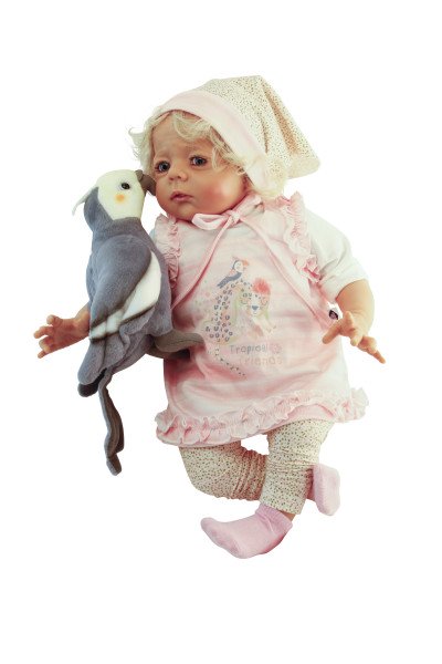 Schildkröt Manufaktur Baby Colette 50 cm von Karola Wegerich blonde Haare, Kleidung rose/weiss/beige