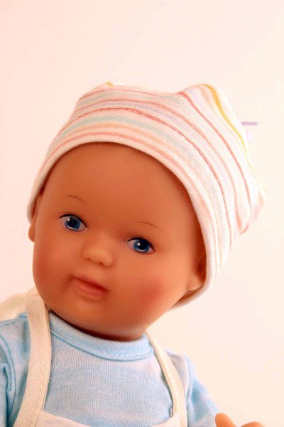 Schildkröt Manufaktur Puppe Mein 1. Baby 28 cm mit Malhaar und blauen Malaugen, maritime Kleidung blau/weiss Zeitlich begrenztes Angebot
