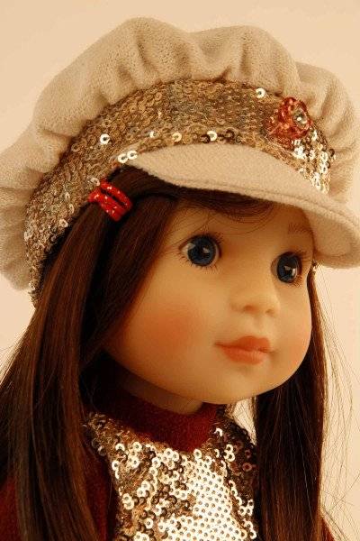 Schildkröt Manufaktur Stehpuppe Yella 46 cm braune Haare, Kleidung Glitterlook Große Rabatte