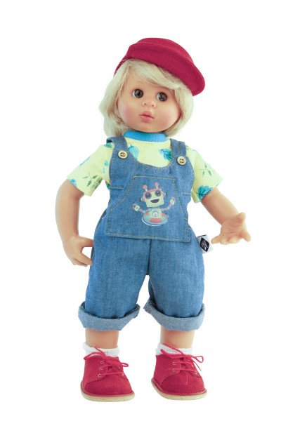 Schildkröt Manufaktur Puppe Müller-Wichtel Luca 30 cm blonde Haare, Jeanskleidung