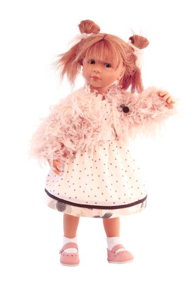 Schildkröt Manufaktur Puppe Sophie 35 cm von Sieglinde Frieske rote Haare, Kleidung rose/weiss