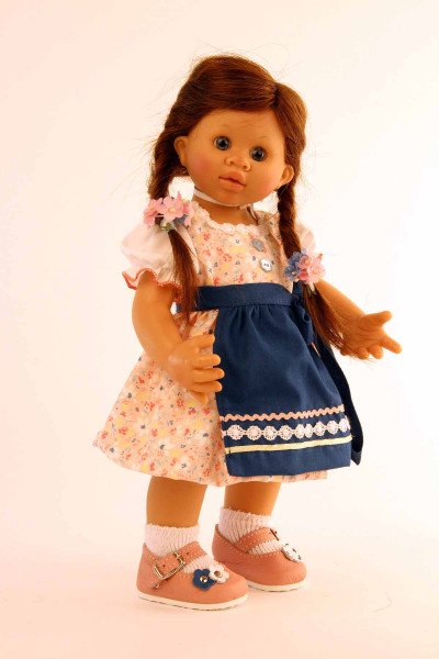 Schildkröt Manufaktur Puppe Müller-Wichtel Lili Gr 30, braune Haare, im Dirndl rose/blau Hotsell