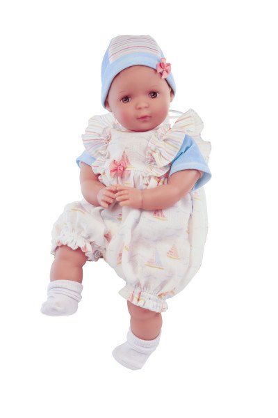 Schildkröt Manufaktur Kleidung zu Puppe 37 cm Schlenkerle, Kleidung sommerlich weiss/bla im Angebot