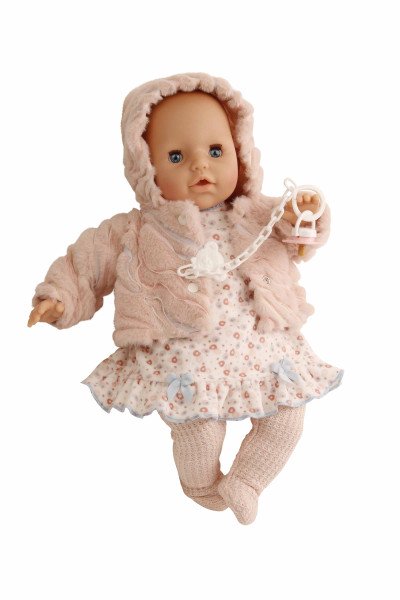 Schildkröt Manufaktur Baby Amy 45 cm mit Schnuller, Malhaar, blaue Schlafaugen, Babykleidung rose Blitzverkäufe